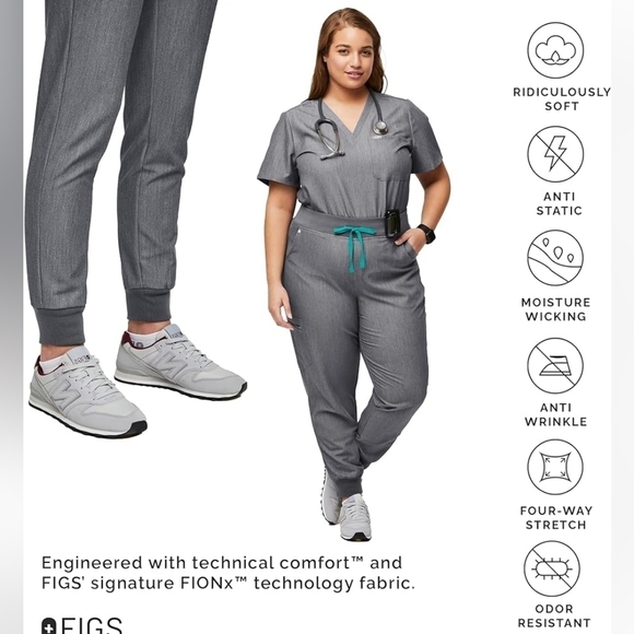 FIGS Gray Zamora Jogger Style Scrub Pants for Women, size Large - Picture 6 of 15